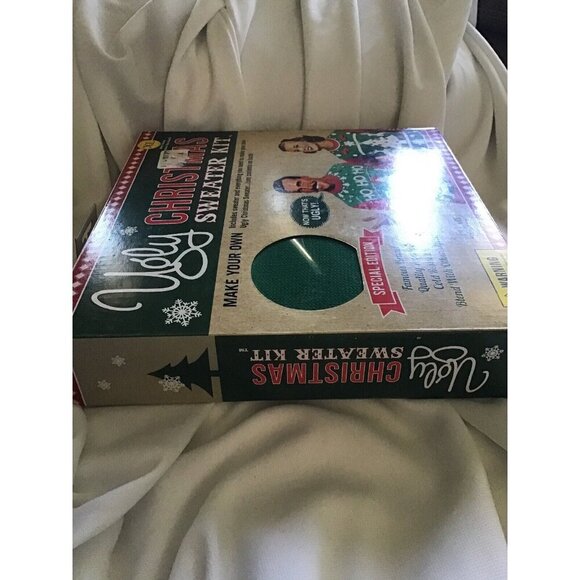 Ugly Christmas Sweater Kit XL Emerald Colorblock Sweater Reindeer Snowflakes Gli - Picture 8 of 10